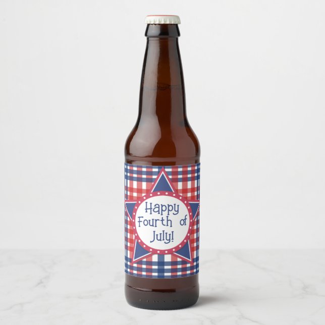 Red, White and Blue Beer Bottle Label (Front)