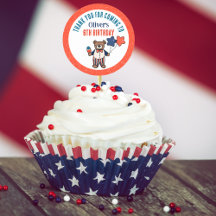 Red White and Blue Birthday Thank You Favour