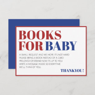 Red White And Blue Books for Baby 4th of July Enclosure Card