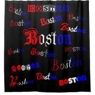 Red, White and Blue Boston  Shower Curtain