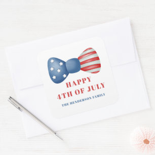 Red, White And Blue Bow 4th Of July Square Sticker