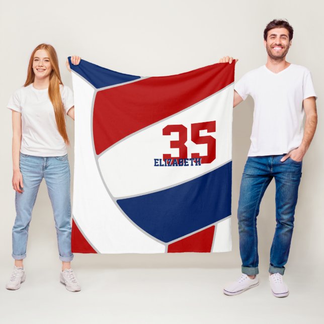 red white and blue boys or girls sporty volleyball fleece blanket (In Situ)