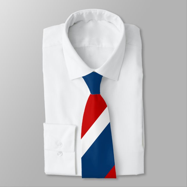 Red White and Blue Broad Regimental Stripe Tie (Tied)