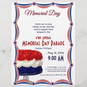 Red White and Blue Bunting Cake Memorial Day Flyer
