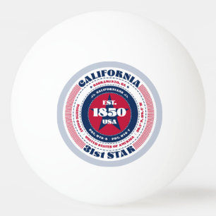 Red, White, and Blue California Circle Ping Pong Ball