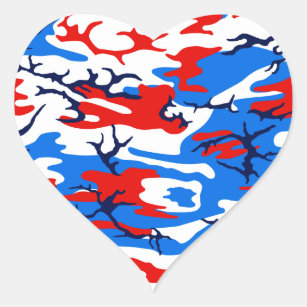 Red White and Blue Camo Heart Sticker