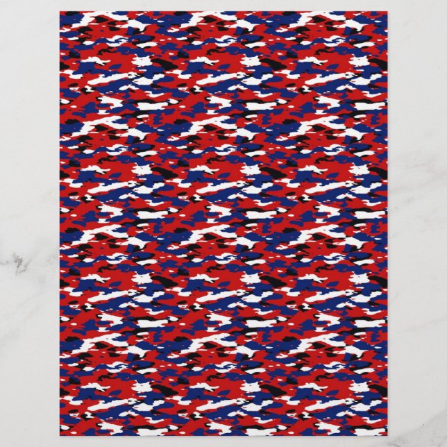 Red white and blue camo origami paper (Front)