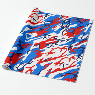 Red White and Blue Camo Wrapping Paper