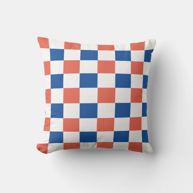 Red, White And Blue Check Throw Pillow (Front)