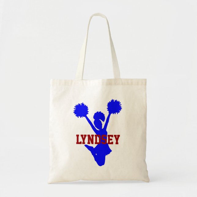 Red, White, and Blue Cheerleader Tote Bag (Front)