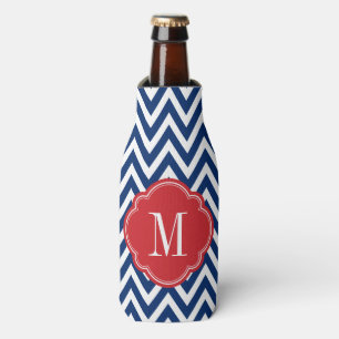 Red White and Blue Chevron Monogram Bottle Cooler