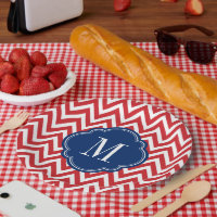 Red White and Blue Chevron Monogram
