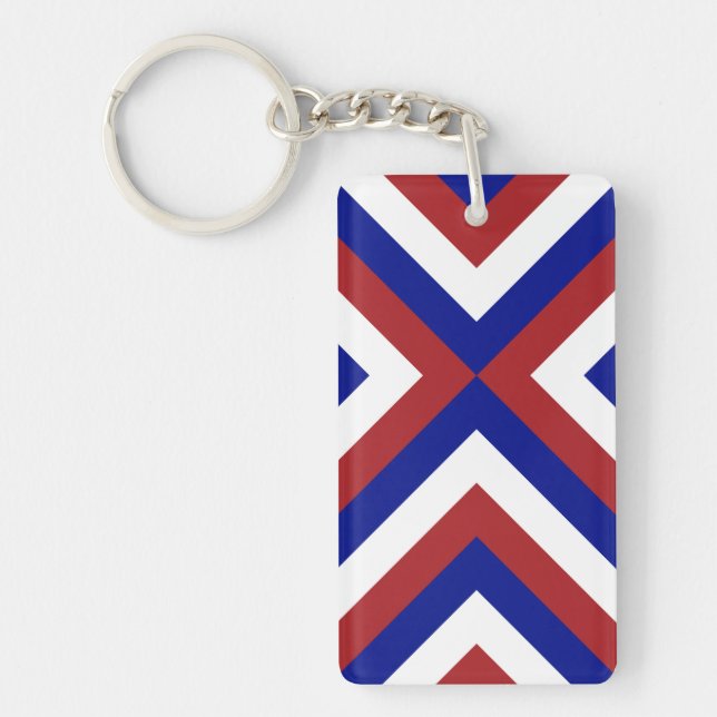 Red, White, and Blue Chevrons Keychain (Front)