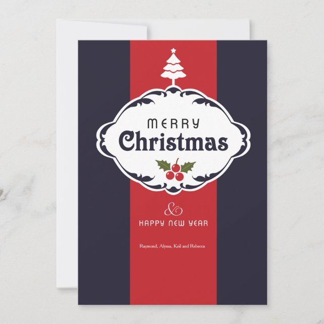 Red White and Blue Christmas Greeting Card (Front)