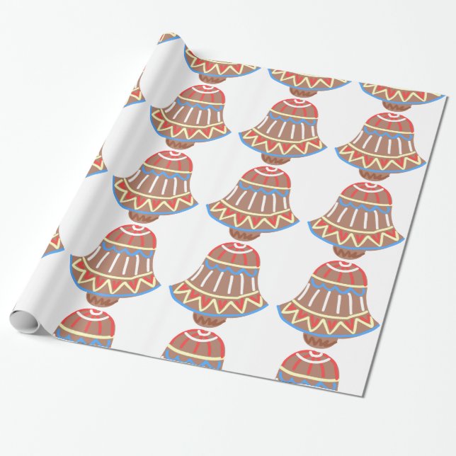 Red, White and Blue Christmas Holiday Cookie Wrapping Paper (Unrolled)