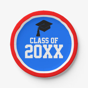 Red White and Blue Class Year Graduation Party Paper Plate