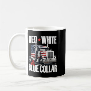 Red White And Blue Collar Patriotic Trucker Usa Coffee Mug