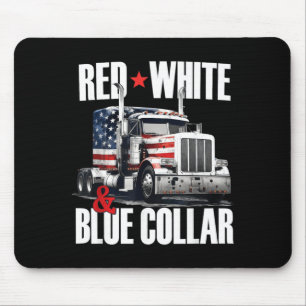 Red White And Blue Collar Patriotic Trucker Usa Mouse Mat