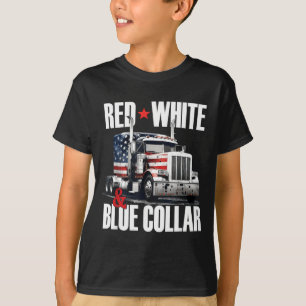 Red White And Blue Collar Patriotic Trucker Usa T-Shirt