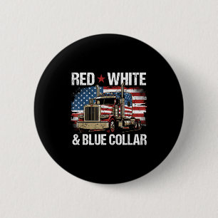 Red white and blue collar patriotic usa flag 6 cm round badge