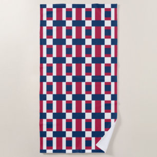 Red White And Blue Colour Block Print Beach Towel