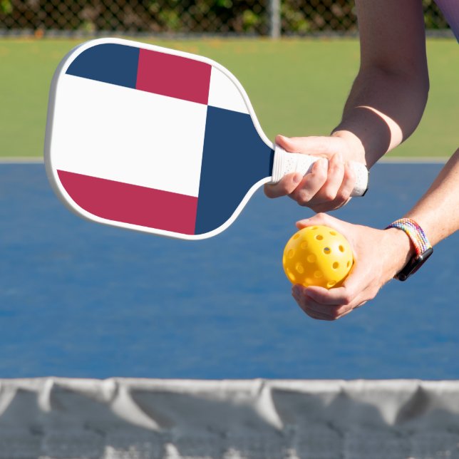 Red White And Blue Colour Block Print Pickleball Paddle (Insitu)
