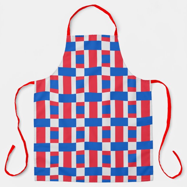 Red White And Blue Colour Blocked Print  Apron (Front)