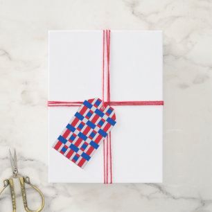 Red White And Blue Colour Blocked Print Gift Tags