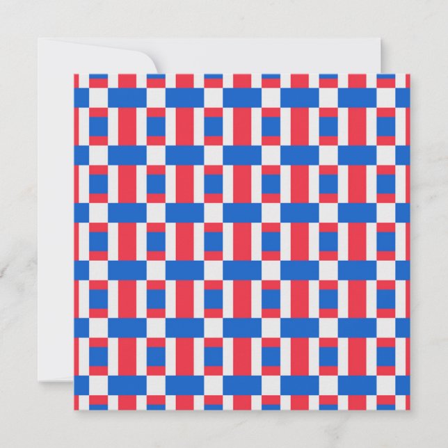Red White And Blue Colour Blocked Print  Holiday Card (Front)