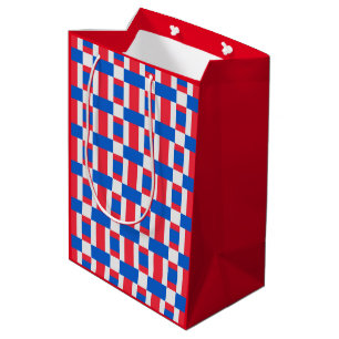 Red White And Blue Colour Blocked Print  Medium Gift Bag