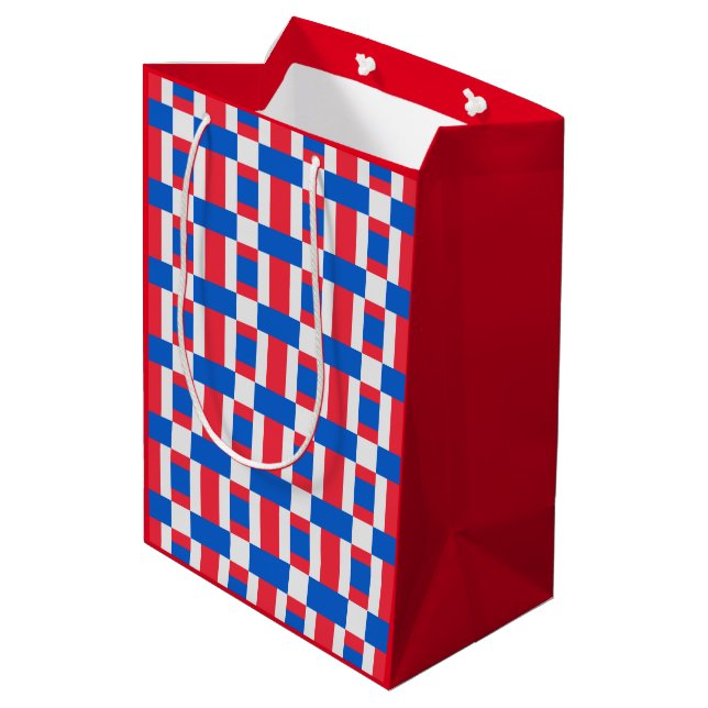 Red White And Blue Colour Blocked Print  Medium Gift Bag (Back Angled)