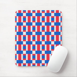 Red White And Blue Colour Blocked Print Mouse Mat