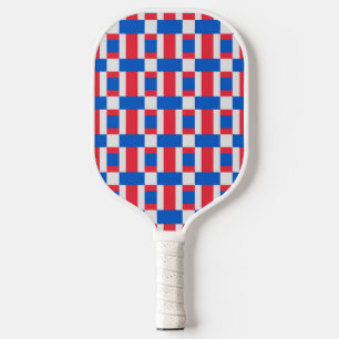 Red White And Blue Colour Blocked Print Pickleball Paddle
