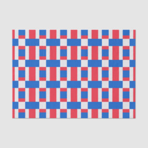 Red White And Blue Colour Blocked Print Tissue Paper