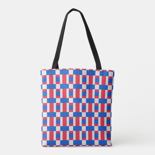 Red White And Blue Colour Blocked Print  Tote Bag (Back)