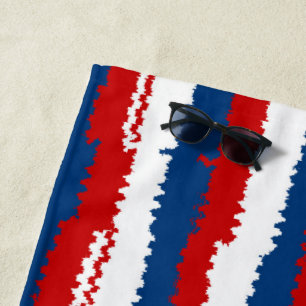 Red, White and Blue Cool Stripe Beach Towel