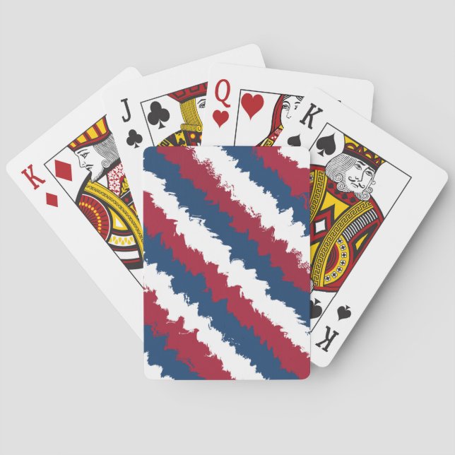 Red, White and Blue Cool Stripes Playing Cards (Back)