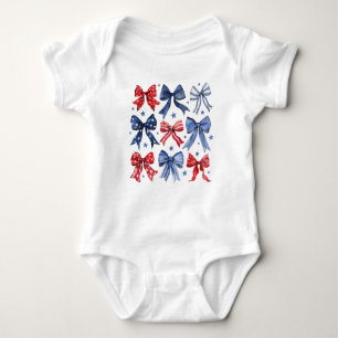 Red White and Blue Coquette Bows Baby Bodysuit