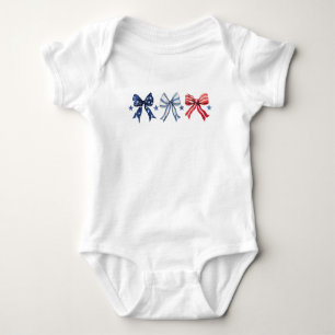 Red White and Blue Coquette Bows Baby Bodysuit