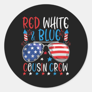 Red White And Blue Cousin Crew 4th Of July America Classic Round Sticker
