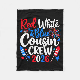 Red White and Blue Cousin Crew 4th of July Family Fleece Blanket