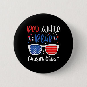 Red White And Blue Cousin Crew 4th Of July Kids Us 6 Cm Round Badge