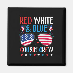 Red White And Blue Cousin Crew Vintage 4th Of July Magnet