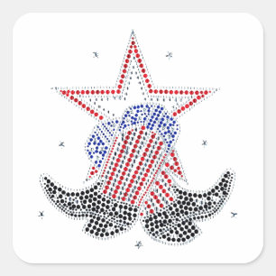 Red White and Blue Cowboy boots Square Sticker