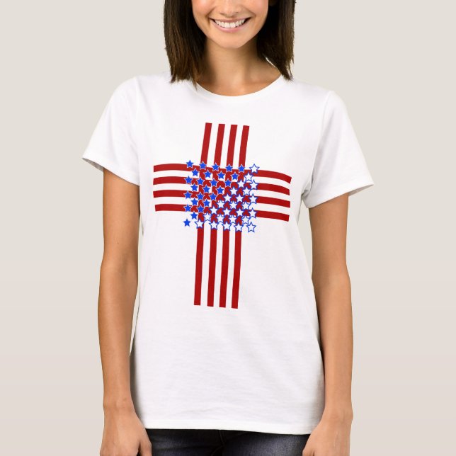 Red White and Blue Cross T-Shirt (Front)