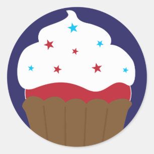 Red White and Blue Cupcake Classic Round Sticker