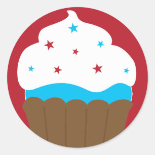 Red White and Blue Cupcake Classic Round Sticker