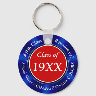 Red, White and Blue Custom Class Reunion Keychains
