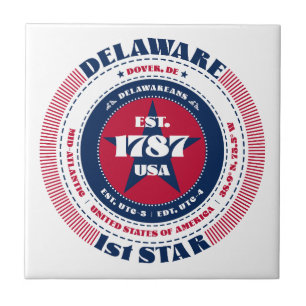 Red, White, and Blue Delaware Ceramic Tile