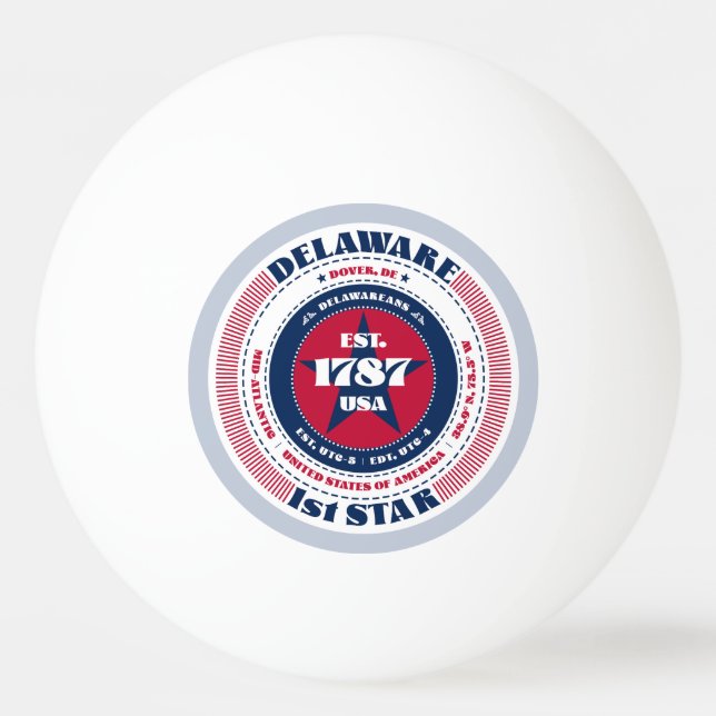 Red, White, and Blue Delaware Circle  Ping Pong Ball (Front)